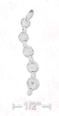 
Sterling Silver 1 Inch Curved Line Pendant Made Of 5 Cubic Zirconias From 3mm-5mm
