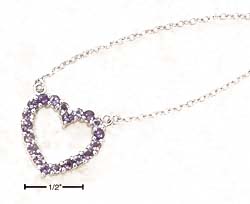 
Sterling Silver 17 Inch Amethyst Open Heart On Cable necklace
