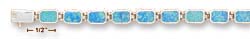 
Sterling Silver 7.5 Inch Blue Lab Simulated Opal Inlay Octagonal Multi Bracelet
