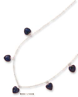 
Sterling Silver 16 Inch Five Lapis Hearts On LS Necklace

