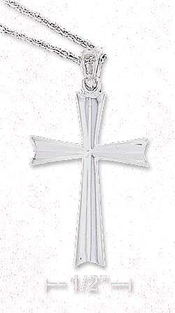 
Sterling Silver 18 Inch Cable Neck Grooved Cross Pendant
