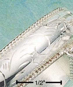 
Sterling Silver 12mm Etched Bangle Bracelet With Ribbed Edge Bracelet
