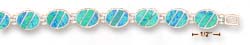 
Sterling Silver Simulated Blue Simulated Opal Oval Hinged Bracelet
