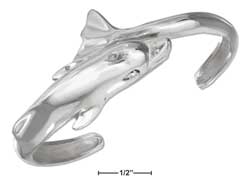 
Sterling Silver Dolphin Cuff With Head At One End Tail Fluke At Other
