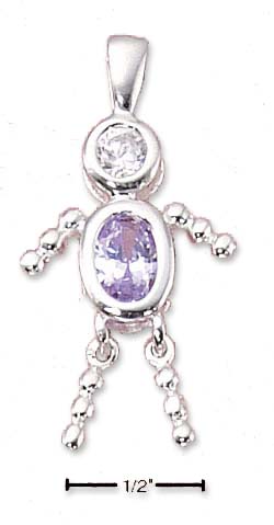 
Sterling Silver June Bead Boy Charm With Light Purple Cubic Zirconia
