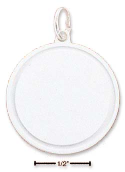 
Sterling Silver 24mm Satin Disk With Polished Border Engravable Charm
