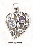 
SS Heart With Leaves Lattice Blue Topaz A
