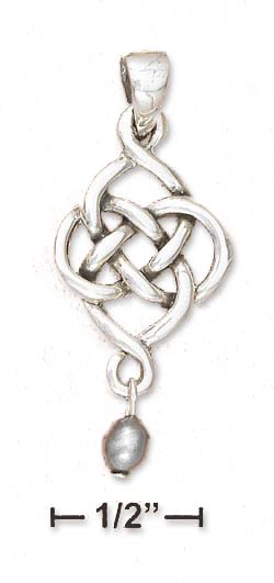 
Sterling Silver Celtic Design Gray Freshwater Cultured Pearl Dangle Charm

