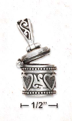 
Sterling Silver Prayer Box Hearts Design Top Which Opens

