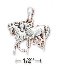
Sterling Silver Two Running Horses Pendant (Nickel Free)
