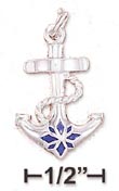 
SS 22mm Long Anchor Charm With Blue Ename
