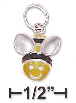
Sterling Silver 3d 11x12mm Enamel Bumble Bee Charm Moveable Head Body

