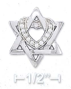 
Sterling Silver 16 X 18mm Star Of David Pendant Cubic Zirconia Heart
