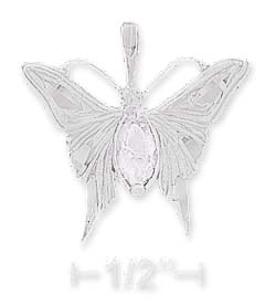 
Sterling Silver DC 21mm Butterfly Charm With 5x7mm Amethyst Cubic Zirconia Accent
