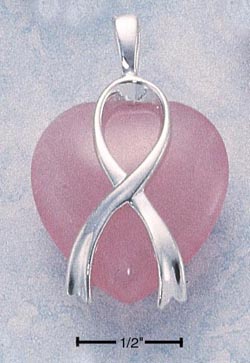 
Sterling Silver Ribbon Wrapped Rose Quartz Heart Pendant
