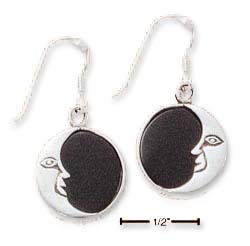 
Sterling Silver Moon and Black Simulated Onyx French Wire Earrings
