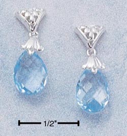 
Sterling Silver Pear Shaped Blue Topaz Briolette Dangle Post Earrings
