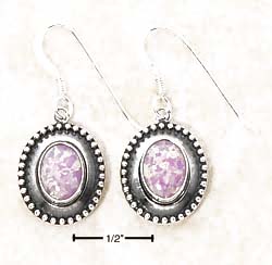 
Sterling Silver Simulated Pink Simulated Opal Dot Border Concho Dangle Earrings
