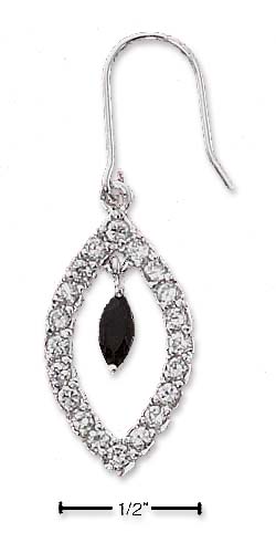 
Sterling Silver Open Cubic Zirconia Earrings With Sapphire Marq In Center
