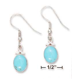 
Sterling Silver Plain 9x11mm Simulated Turquoise Top Loop Earrings
