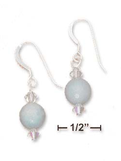 
Sterling Silver 8mm Faceted Amazonite Ball Earrings Austrian Crystals
