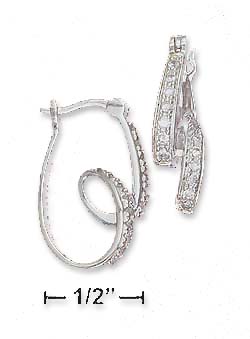 
Sterling Silver Looped Hoop With Cubic Zirconia French Lock Earrings
