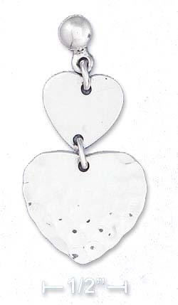 
Sterling Silver Hammered Heart Atop Hammered Heart Earrings Post Ball
