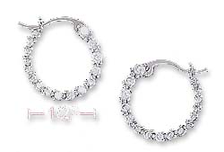 
Sterling Silver 15mm Cubic Zirconia Journey Style Hoop Earrings With French Locks
