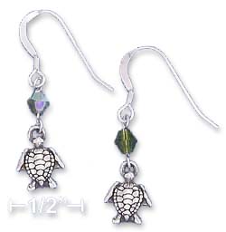 
SS Turtle Earrings With Peridot Green Swarovski Element Crystal
