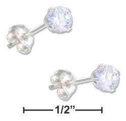 
Sterling Silver 4mm June Cubic Zirconia Post Earrings (Light Purple)
