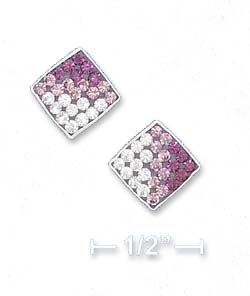 
Sterling Silver 8mm Multi Stone Purple To White Crystal Post Earrings
