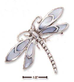 
Sterling Silver Dragonfly Pin With Simulated Mother of Pearl Wings
