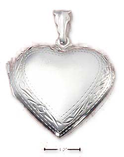 
Sterling Silver 32mm Puffed Heart Locket Pendant With Engraved Border
