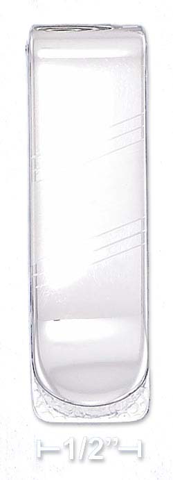 
Sterling Silver 15mm Money Clip Etched Lines Angled Satin Finish Area
