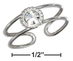 
Sterling Silver Round Cubic Zirconia With Roping Open Shank Toe Ring
