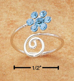 
Sterling Silver Scroll and Round Blue Cubic Zirconia Flower Toe Ring
