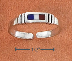 
Sterling Silver Red White And Blue Enamel Inlay Toe Ring
