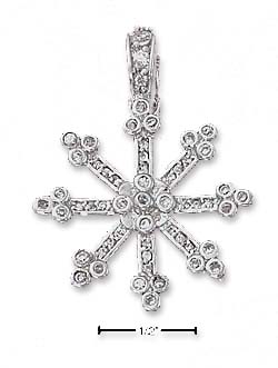 
Sterling Silver Large Cubic Zirconia Snowflake Pendant - 1 1/2 Inch
