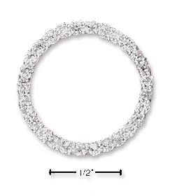 
Sterling Silver Cubic Zirconia Open Circle Slide Pendant - 7/8 Inch
