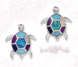 
Sterling Silver 3/4 Inch Simulated Turquoise Turtle Post Earrings
