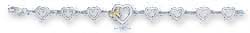 
Sterling Silver Two-Tone 7 Inch 10m Open Heart Bracelet
