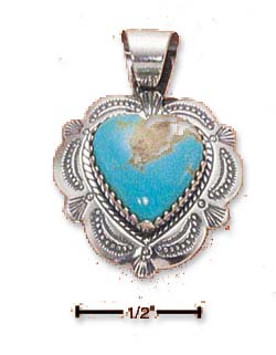 
Sterling Silver Fancy Southwest Simulated Turquoise Heart Pendant
