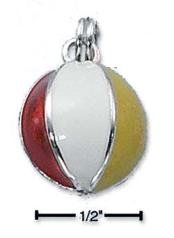 
Sterling Silver Enamel 3d Red White Yellow Blue Beach-ball Charm (H)
