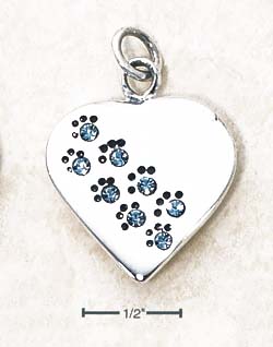 
Sterling Silver March Cubic Zirconia Paw Heart Pendant (Engravable)
