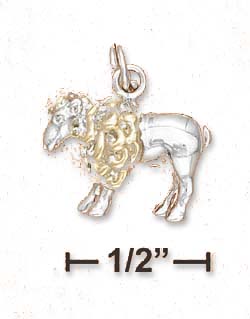 
Sterling Silver 3-D Rhodium Plated Two-Tone Sheep Charm
