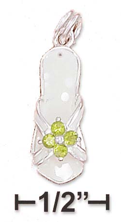 
Sterling Silver 18mm Tan Sandal With 2mm Peridot Cubic Zirconia Flower On Center
