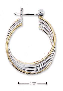 
Sterling Silver Two-Tone Four Tube Offset Hoop straight Bar Earrings
