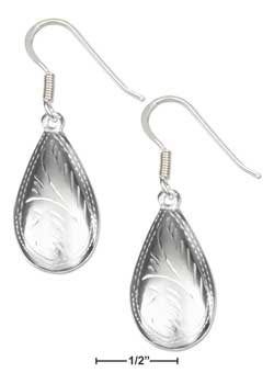 
Sterling Silver Etched Raindrop On French Wire Earrings
