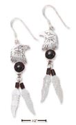 
Sterling Silver Eagle Head Earrings Onyx 
