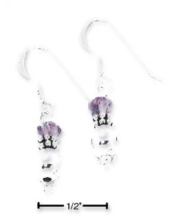 
Sterling Silver 6mm Ball With Bali Daisies Faceted Amethyst Earrings

